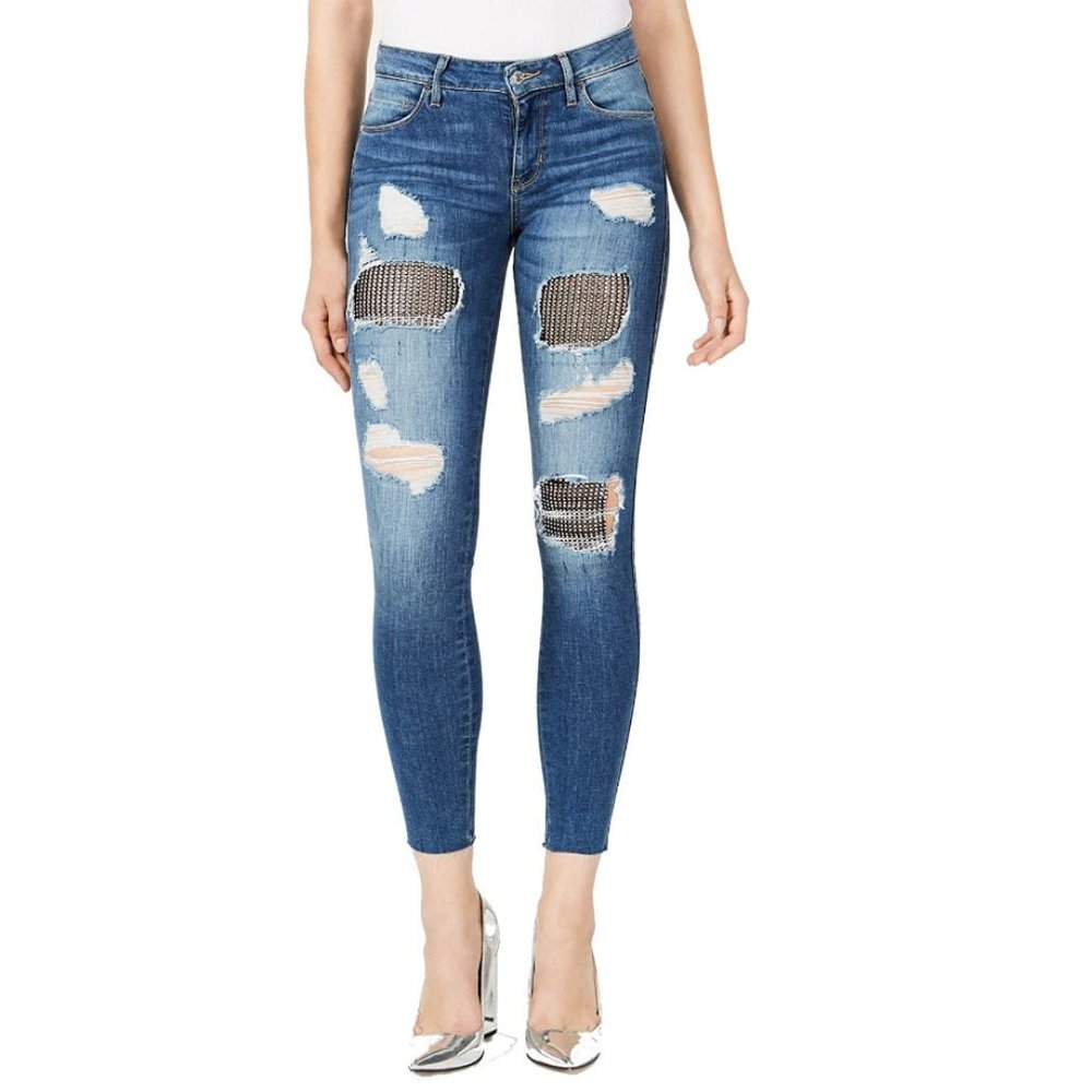 GUESS Women's Crystal Fishnet Sexy Curve Jean 26